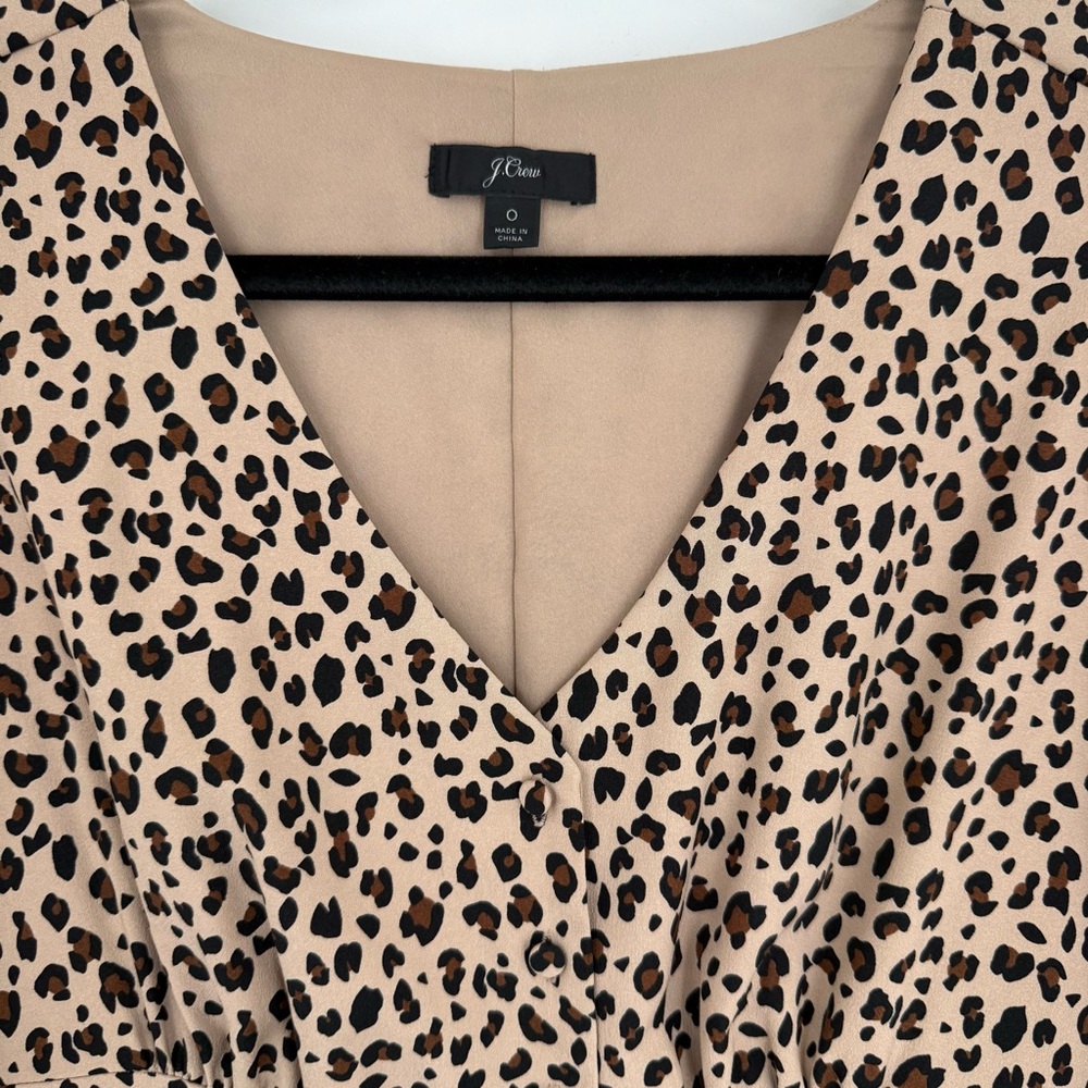 J.Crew Leopard Print A-Line Midi Dress Camel Long Sleeve Size 0 - Picture 6 of 9